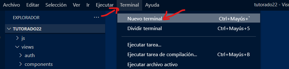 Nueva terminal en VSCODE